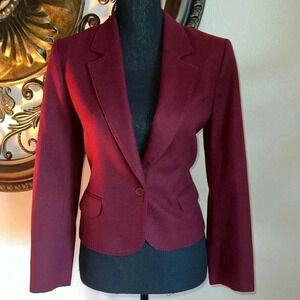 Pendleton Women’s Burgundy Petite 1 Button Vintage Blazer Size: 12